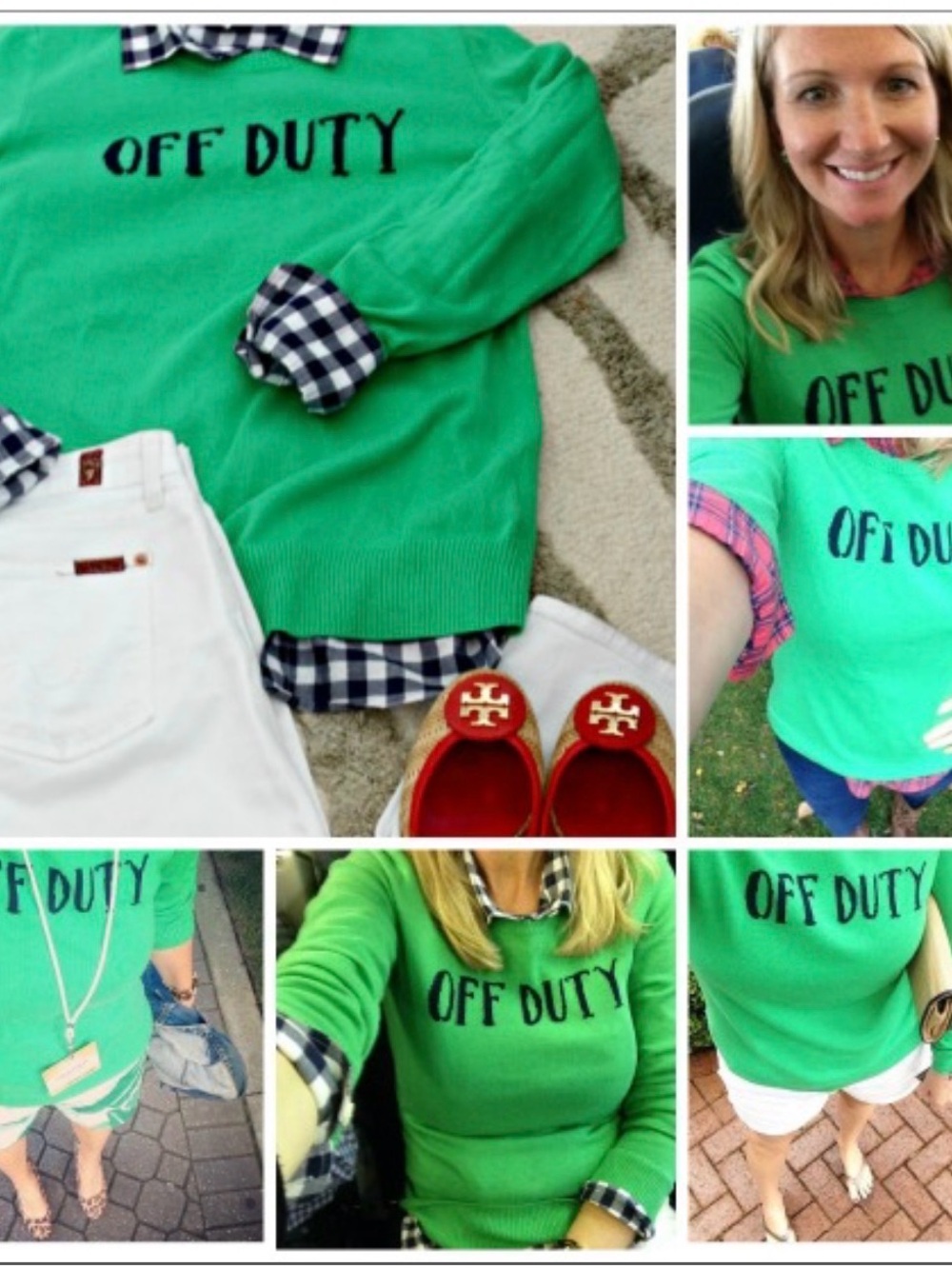Lilly Pulitzer Green Crewneck Sweater with Navy writing - Picture 5 of 5
